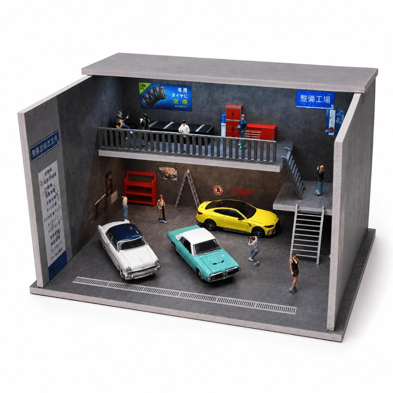 1/64 ジオラマ ガレージ 3色調光LED照明付 ミニカー ケース ミニカー 収納ガレージ ホットウィール用 トミカ用 駐車場 適用トミカ コレクションケース(American Workshop) (日本式)AR d2b8930d