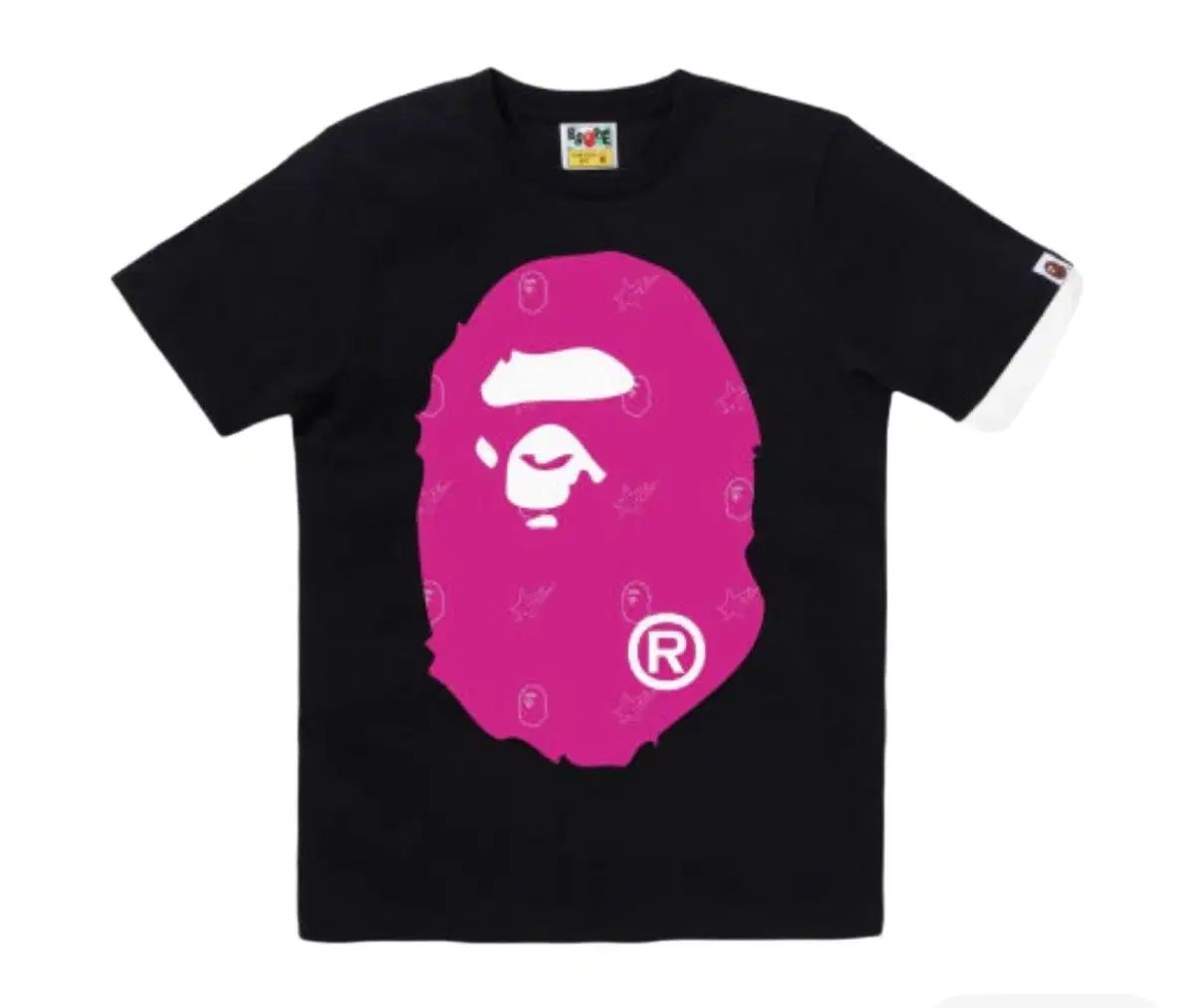A BATHING APE アベイシングエイプ BIG HEAD ピンク 半袖Tシャツ ブラック
