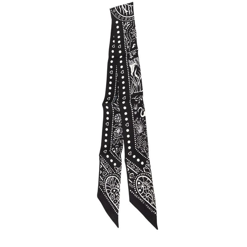 エルメス ツイリー Entre Ciel et mer Bandana 空と海の間 スカーフ ブラック シルク レディース HERMES【1-0277655】