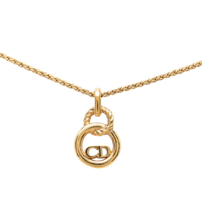 ディオール ヴィンテージ CDロゴ ネックレス ゴールド メッキ レディース Dior【1-0278617】