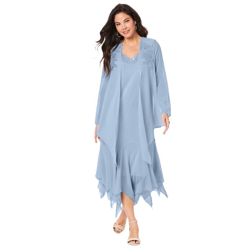ロアマンズ レディース トップス ワンピース プラスサイズ スパンコール ジャケット Roamans Womens Plusize Sequin Jacket Dresset Pale Blue ブル