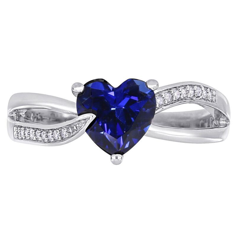 ステラ グレース レディース アクセサリー リング Stella Grace Sterling Silver Lab Created Blue Sapphire Diamond Accent Hear