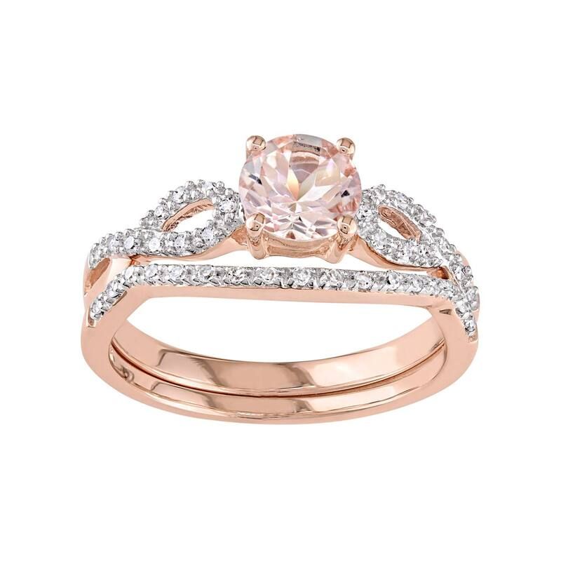 ステラ グレース レディース アクセサリー リング Stella Grace 10k Rose Gold Morganite 16 CaratW Diamond Engagement Ring Set