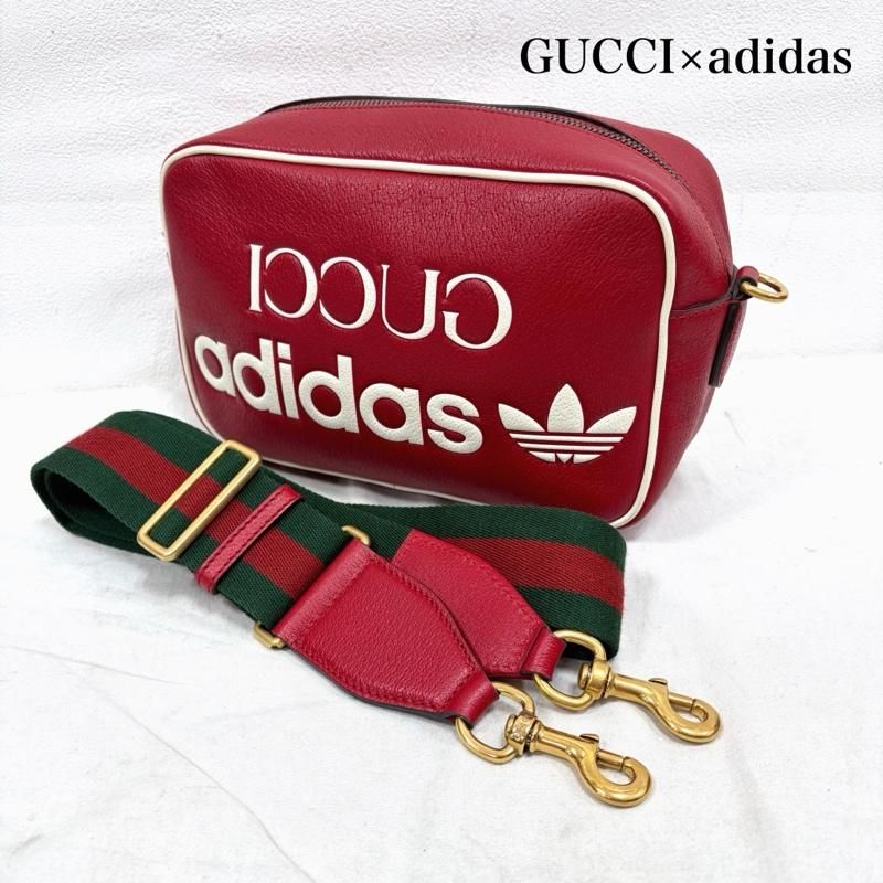 グッチ adidas コラボ スモール レザー ショルダーバッグ トレフォイル