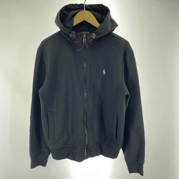 【中古】RALPH LAUREN ジップアップパーカー サイズS ブラック パッチワーク[91]
