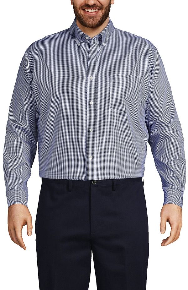 ランズエンド メンズ トップス シャツ ボタンダウン コットン ダウン Lands End No Iron Supima Cotton Pinpoint Buttondown Collar Dress