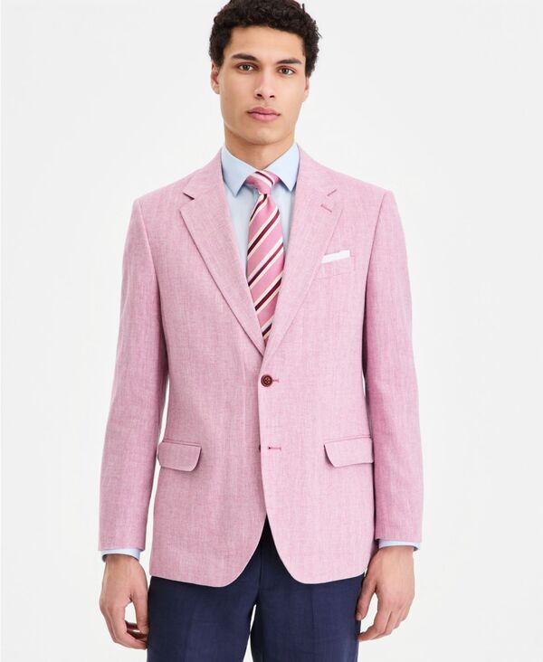 【送料無料】 ナウティカ メンズ ジャケット・ブルゾン ブレザー アウター Mens ModernFit Herringbone Cotton Linen Blazer Berry 28,258円