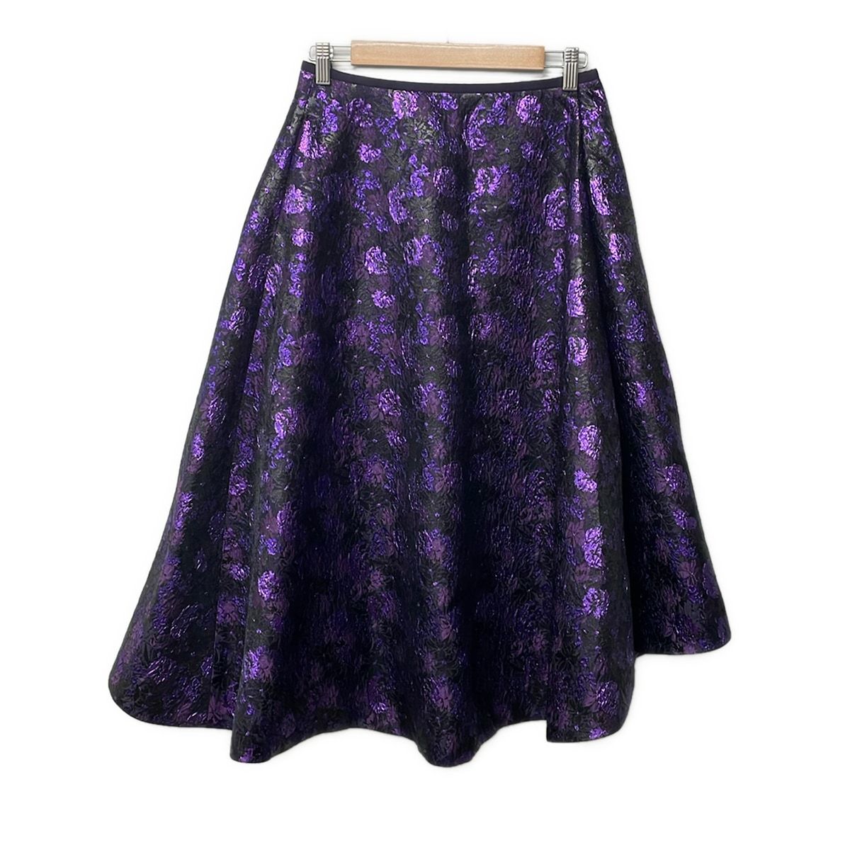 Drawer(ドゥロワー) ロングスカート サイズ38 M レディース美品 パープル×黒 花柄