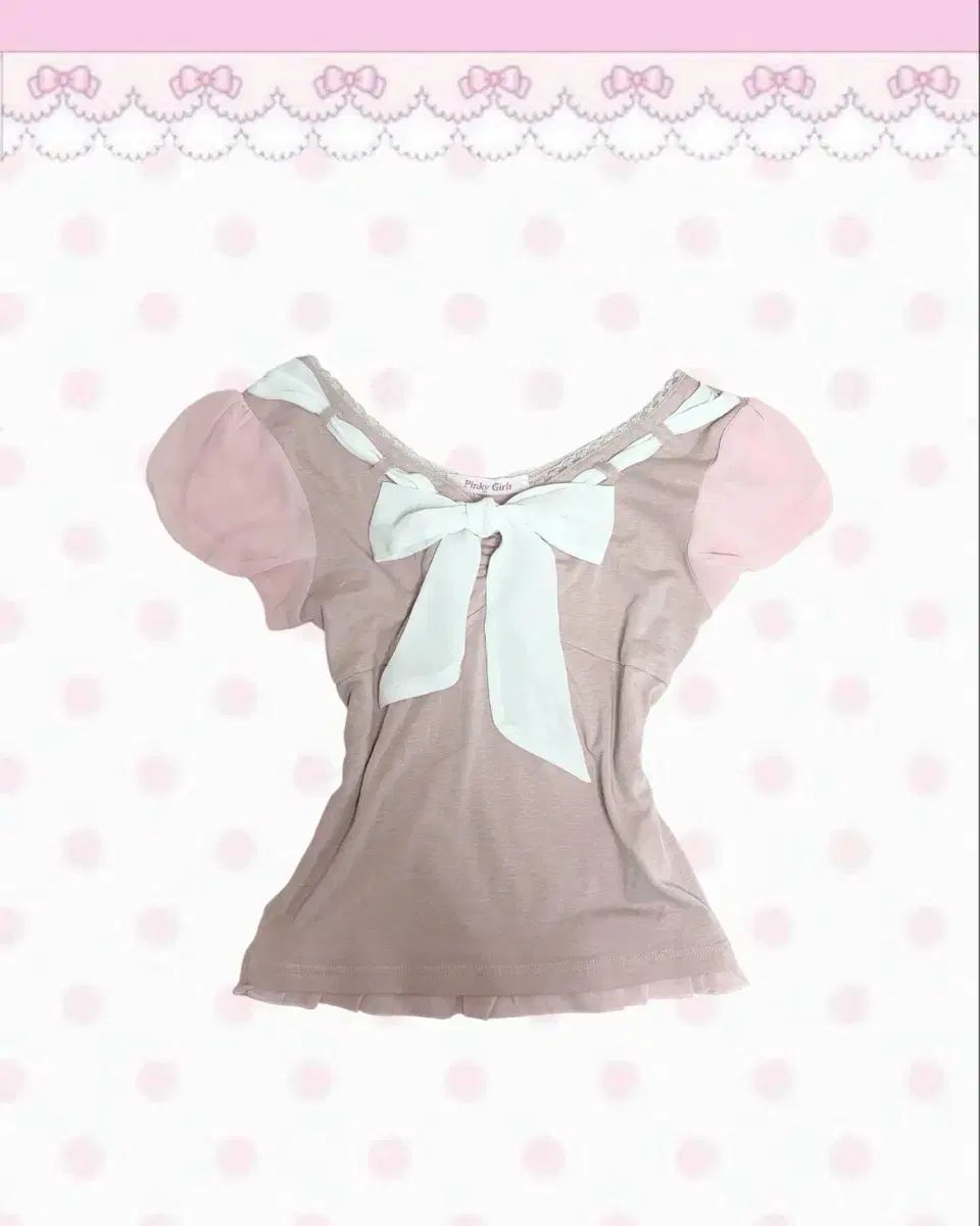 pinky girls ピンク フリル パフ リボン 半袖 Tシャツ