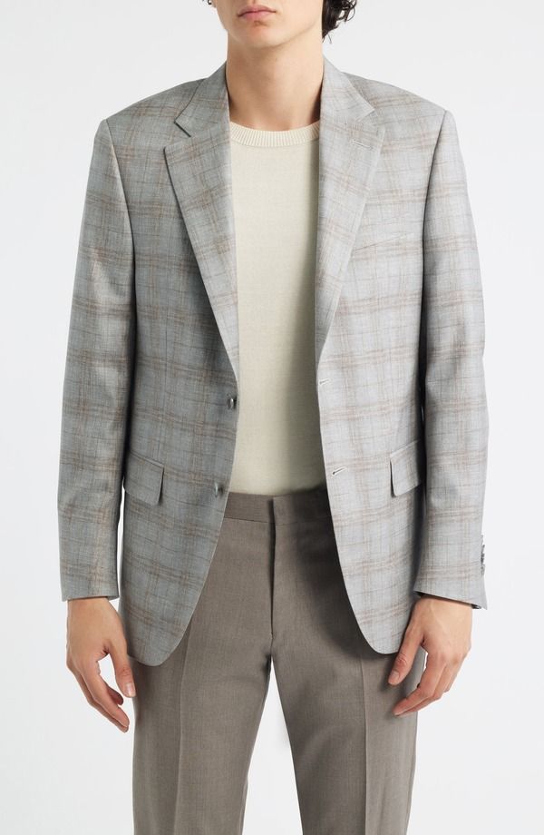 ピーター・ミラー メンズ アウター ジャケット・ブルゾン ウール コート Peter Millar Flynn Classic Fit Light Grey Plaid Wool Blend Spor