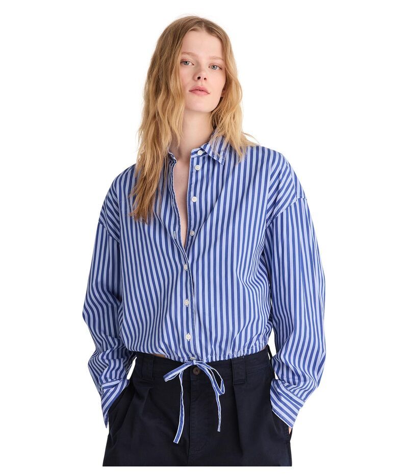 メイドウェル レディース トップス シャツ Madewell Drawstring ButtonUp Shirt in Poplin French Blue ブルー