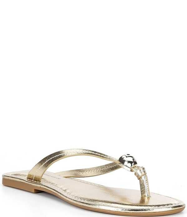 アントニオ メラーニ レディース シューズ サンダル トール レザー Antonio Melani Kylan Metallic Leather Ornamented Thong Sandals Gl