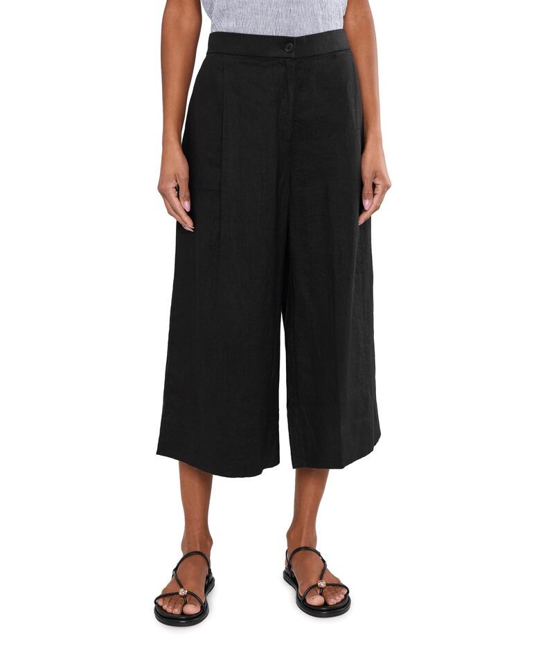 エイリーンフィッシャー レディース ボトムス カジュアルパンツ プリーツ リネン Eileen Fisher Organic Linen Pleated Wide Crop TrouserWo Bla