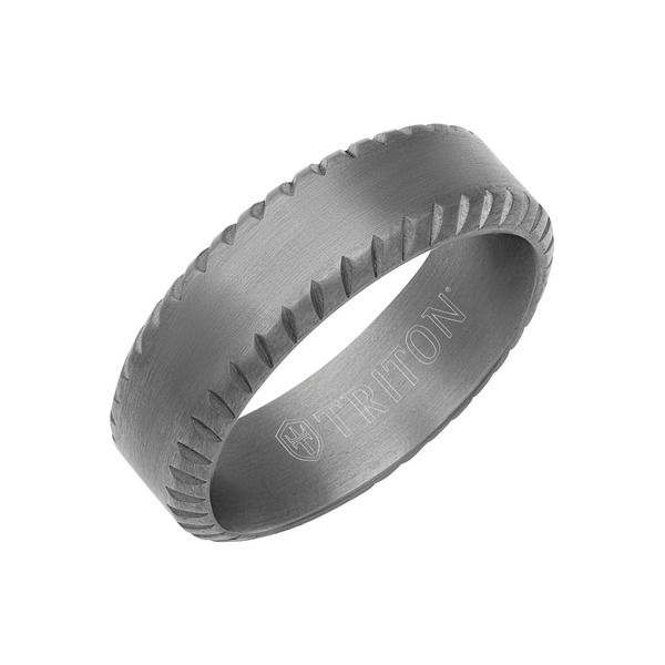 トリトン レディース アクセサリー 指輪 Triton 7MM Tantalum Ring with Milgrain Finish and Bevel Edge Metallic Silver シル