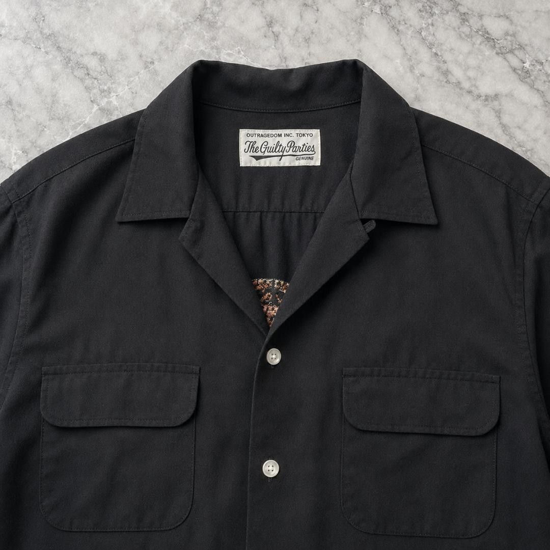 4090 WACKO MARIA ワコマリア トラ 虎刺繍 長袖シャツ 黒 M スタンド