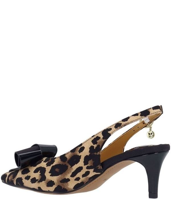 ジェイレニー レディース シューズ ヒール プリント J Renee Delara Leopard Print Slingback Pointed Toe Curled Bow Pumps Brown