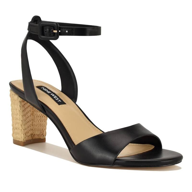 ナインウェスト レディース シューズ パンプス サンダル ヒール Nine West Pheba Womens Almond Toe Block Heel Dressandals Black ブラック