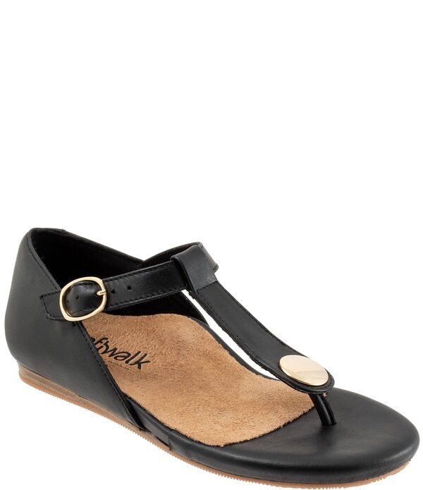 ソフトウォーク レディース シューズ パンプス サンダル レザー SoftWalk Charlotte Leather Thong Sandals Black ブラック
