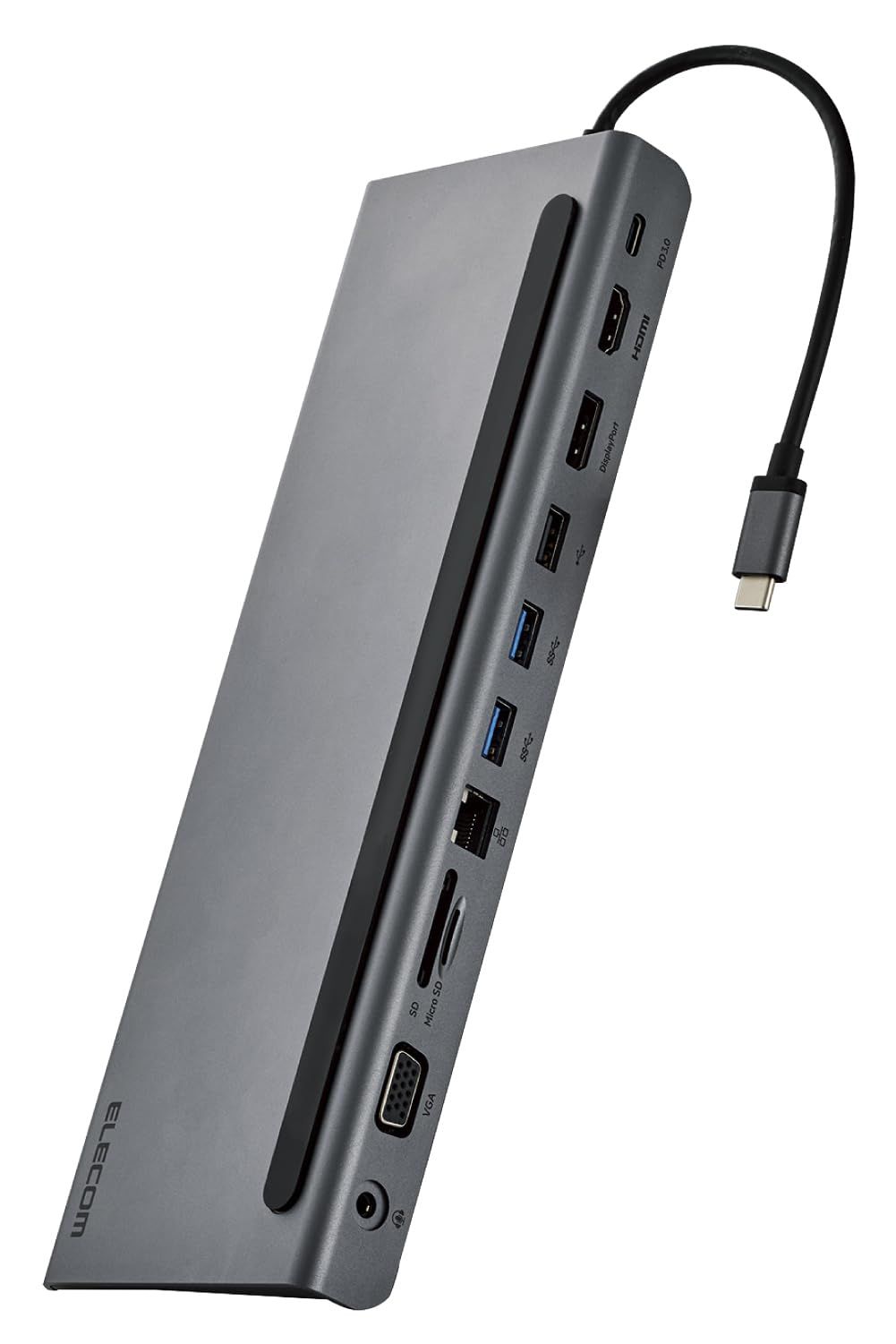 エレコム USB-C ハブ ドッキングステーション 11-in-1 ノートPC傾斜スタンド USB PD対応 100W 給電 トリプルディスプレイ対応(HDMI、DisplayPort、VGA搭載) 4K60Hz Windows 11、10/iPad/iPa