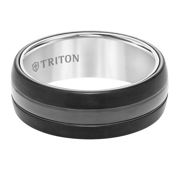 トリトン レディース アクセサリー 指輪 サテン Triton 8MM Tungsten Carbide Band with Satin Finish Center and Black Interio トリトン レディース アクセサリー 指輪 サテン Triton 8MM Tungsten Carbide Band with Satin Finish Center and Black Interio