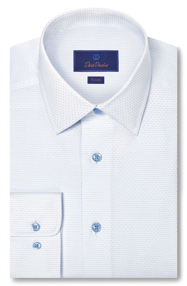 デイビッドドナヒュー メンズ トップス シャツ コットン Davidonahue Trim Fit Light Purple Micropattern Cotton Dobby Dresshirt W
