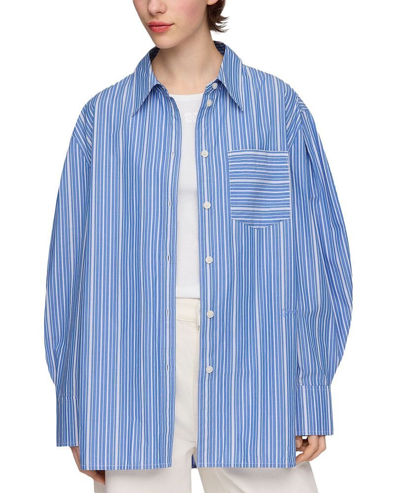 ガニー レディース トップス シャツ コットン GANNI Striped Cotton Shirt Nouveanavy ネイビー
