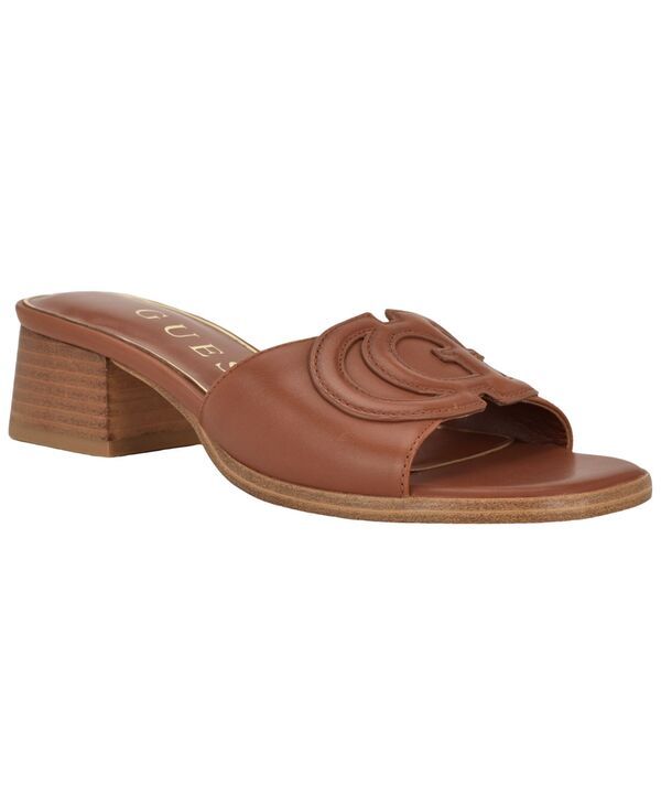 ゲス レディース シューズ スリッポン・ローファー サンダル ヒール GUESS Womens Cerrina SlipOn Block Heel Sandal Cognac Leather