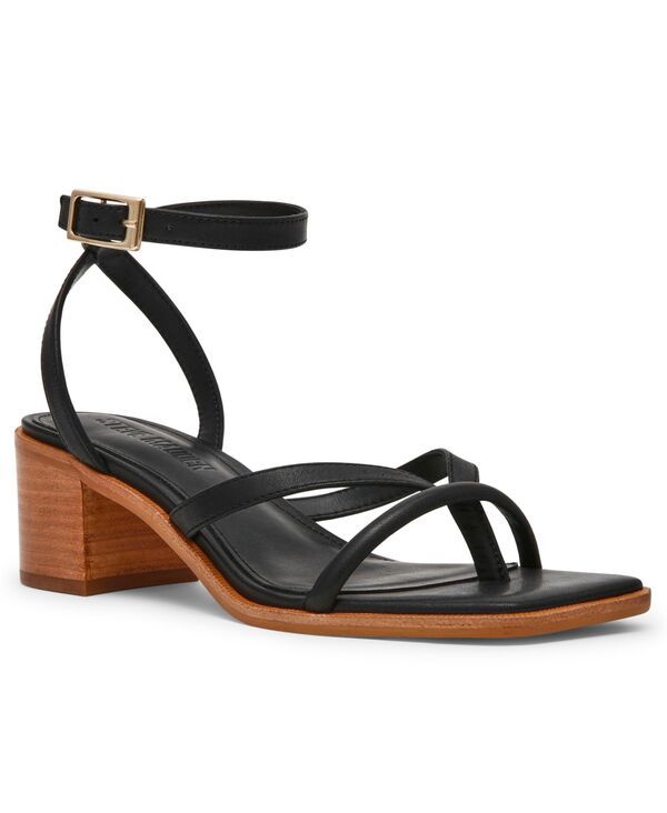 スティーブ マデン レディース シューズ サンダル Steve Madden Womens Tilly Strappy Square Toe Sandals Black Leather ブラック