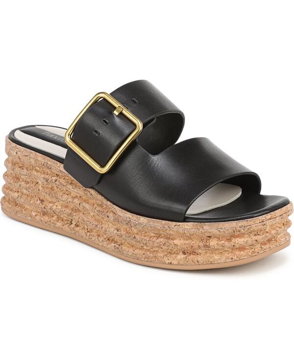 フランコサルト レディース シューズ サンダル Franco Sarto Womens Taziana 3 Open Toespadrille Sandals Black Leather ブラック