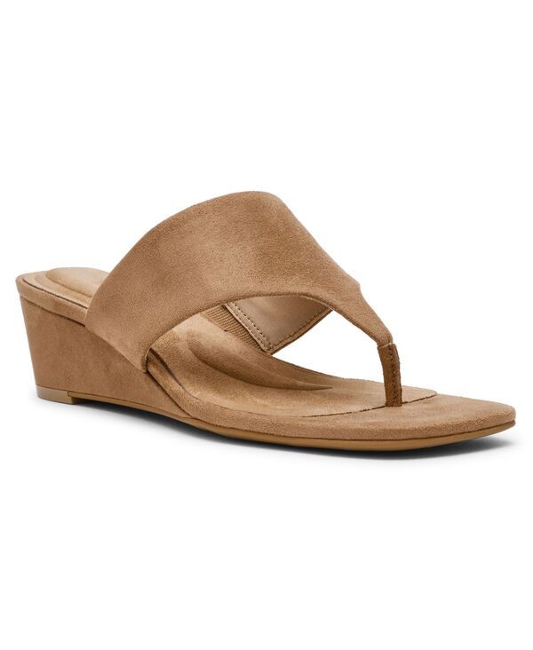 アンクライン レディース シューズ サンダル Anne Klein Anne Kling Womens Willing Thong Wedge Sandalsand Suede サンド