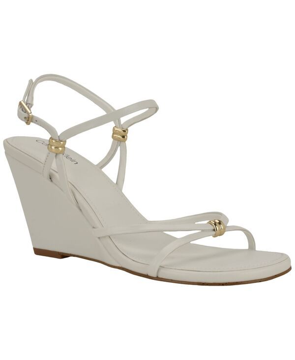 カルバンクライン レディース シューズ サンダル Calvin Klein Womens Deliney Strappy Wedge Dressandals White ホワイト