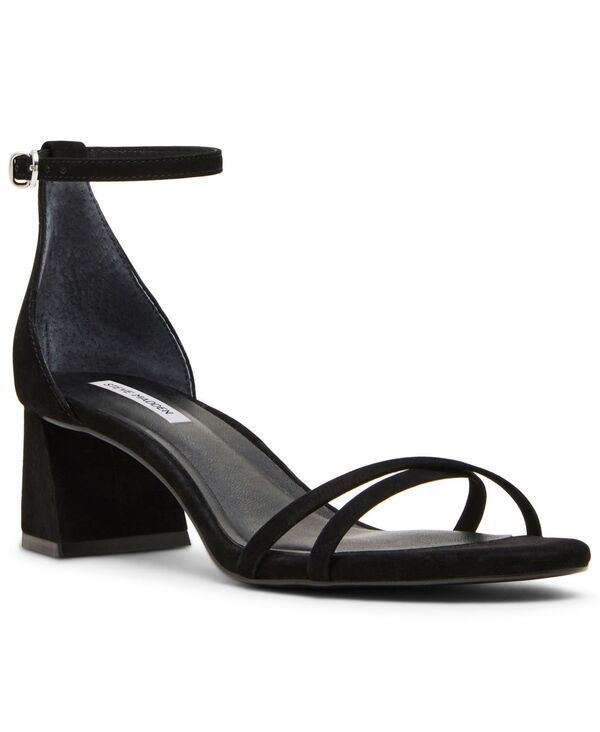 スティーブ マデン レディース シューズ サンダル ヒール Steve Madden Womens Rae Strappy BlockHeel Sandals Black Nubuck ブラック