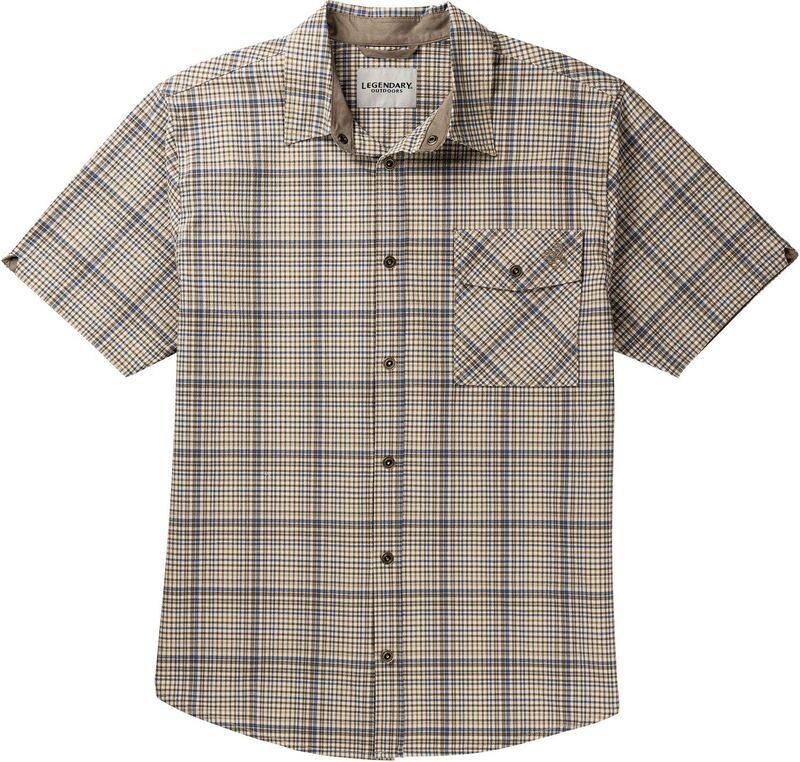 レジェンダリーホワイトテイルズ レディース トップス Tシャツ Mens Legendary Whitetails Plaid Short Sleeve Snap Up Stretch Woven S