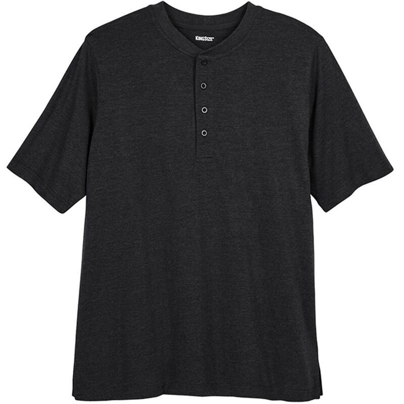 キングサイズ レディース トップス Tシャツ トール Kingsize Mens Big Tall Shrinkless Lightweight Henley Tshirt Black ブラック