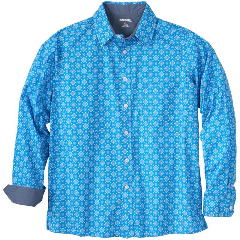 キングサイズ レディース トップス Tシャツ トール KingSize Mens Big Tall The NoTuck Casual Shirt Blue Medallion ブルー