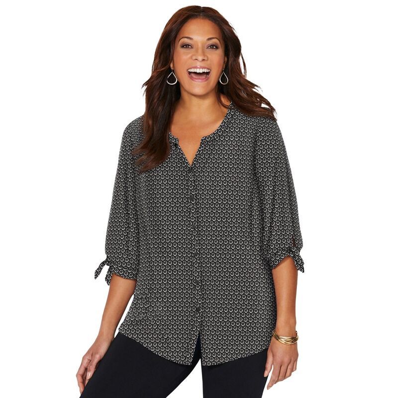キャサリンズ レディース トップス シャツ ジョーゼット プラスサイズ ブラウス Catherines Womens Plusize Georgette Buttonfrontie Sleeve Ca
