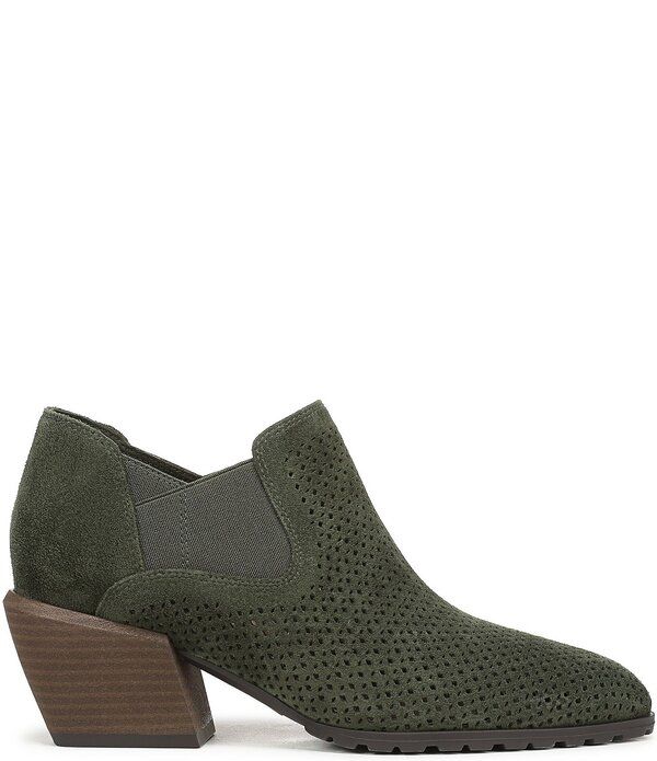 バイオニック レディース シューズ ブーツ・レインブーツ スエード ヒール Vionic Bethany Perf Suede Stacked Heel Booties Olive Moss オリーブ