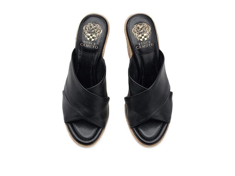 ヴィンスカムート レディース シューズ ヒール サンダル Vince Camuto Fisella Cross Band Espadrille Wedge Sandals Black ブラック