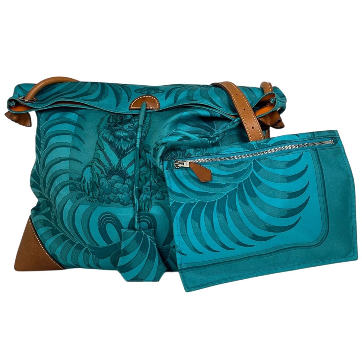 エルメス HERMES シルキーシティPM TIGRE ROYAL 王者の虎 シルク ブルー ブラウン □R レディース 【中古】