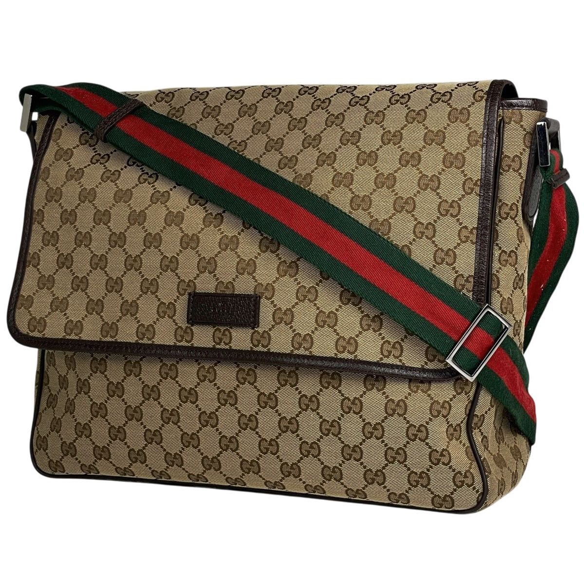 グッチ GUCCI GG柄 ショルダーバッグ メッセンジャーバッグ GGキャンバス ブラウン 233052 レディース 【中古】