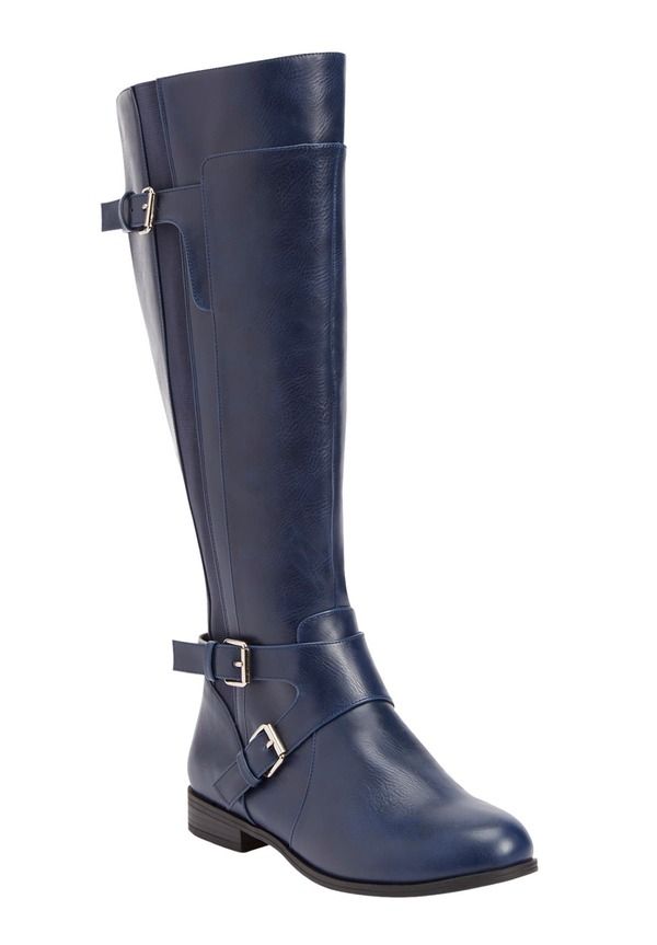 コンフォートビュー レディース シューズ ブーツ・レインブーツ Comfortview The Whitley Wide Calf Boot Navy ネイビー