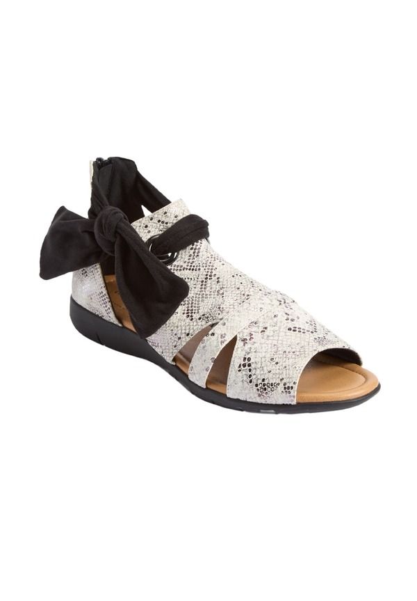 コンフォートビュー レディース シューズ サンダル Comfortview The Annika Shootie Black White Snake ホワイト
