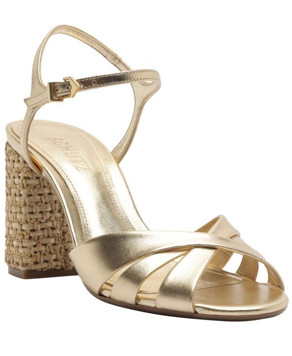 シュッツ レディース シューズ サンダル Schutz Womens Keefa Raffia High Block Dressandals Platina