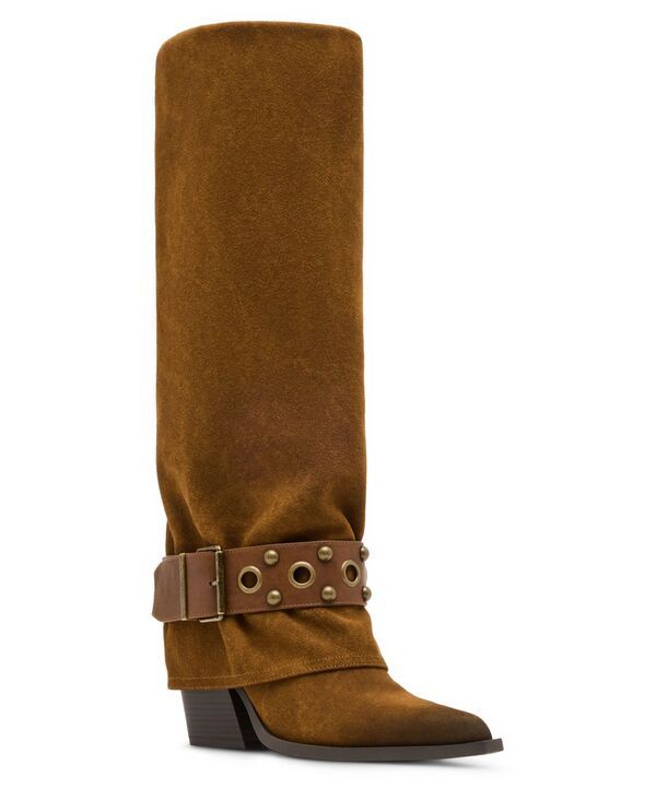 マッデンガール レディース シューズ ブーツ・レインブーツ トール Madden Girl Womens Rodeo Cuffed Studded Tall Cowboy Boots Tan Dist