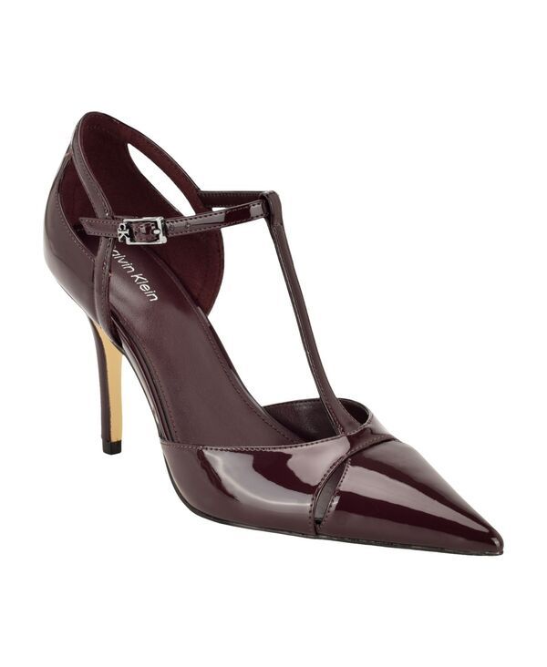 カルバンクライン レディース シューズ パンプス Calvin Klein Womens Odielle TStrap Stiletto Pumps Dark Red Patent レッド