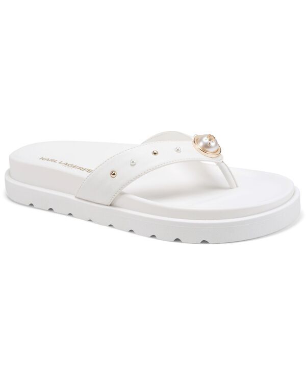 カール ラガーフェルド レディース シューズ サンダル KARLAGERFELD PARIS Womens Hayze Pearl Flip Flop Sandals Bright White Smo