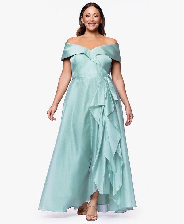 エスケープ レディース トップス ワンピース フリル XSCAPE Womensweetheart Neck OffTheShoulderuffle Long Dresseafoam