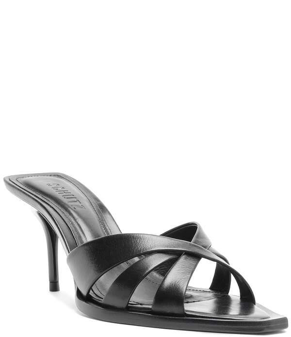 シュッツ レディース シューズ サンダル レザー Schutz Keefa Leaf Leather Slide Sandals Black ブラック