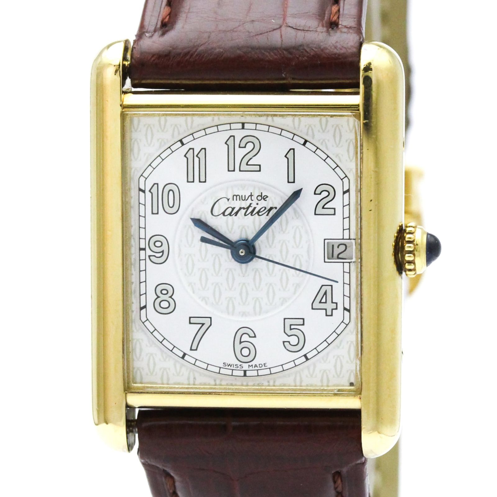 カルティエ (CARTIER) タンク ヴェルメイユ ゴールドプレート レザー