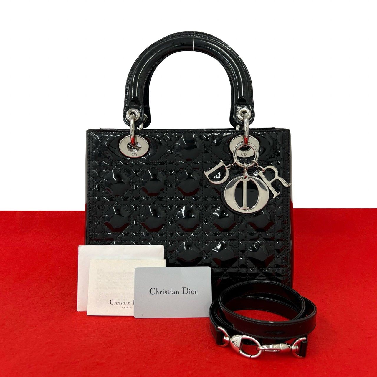 極 美品 Christian Dior ディオール レディディオール カナージュ 